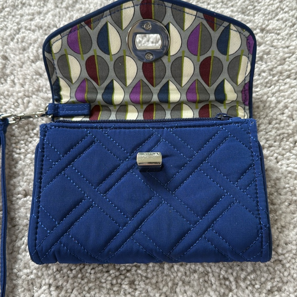 Vera Bradley Quilted Blue Wristlet - Picture 3 of 5